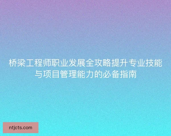 桥梁工程师职业发展全攻略提升专业技能与项目管理能力的必备指南